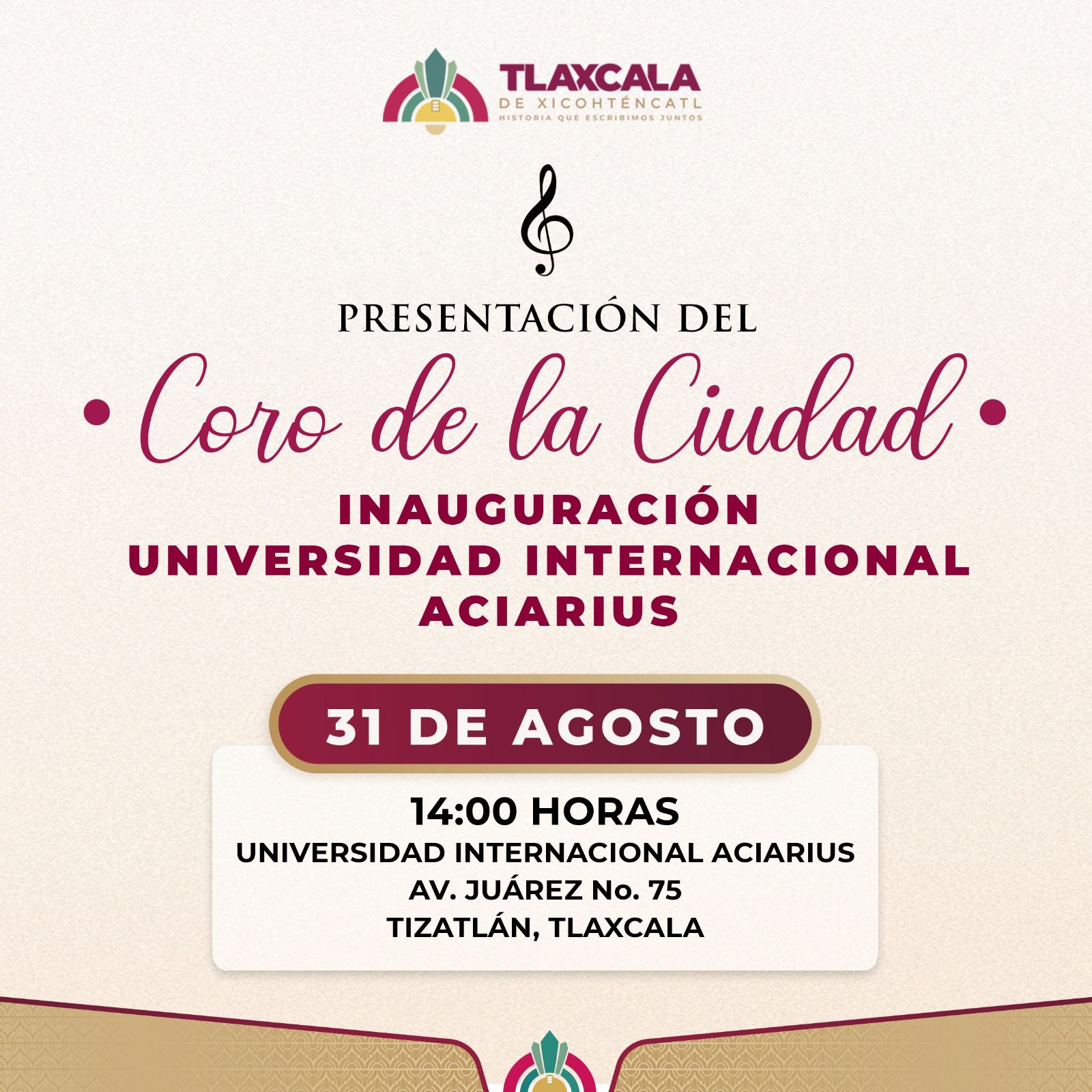 El Coro de la Ciudad de Tlaxcala engalanará inauguración de la Universidad Internacional Aciarius